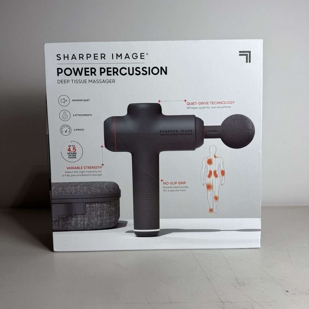 Sharper Image Power Percussion Deep Tissue Massager With 6 Attachments - NOB